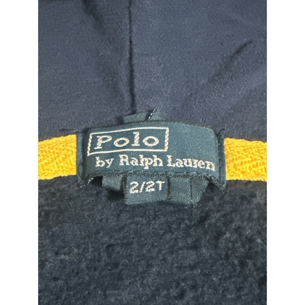 Kids Polo Ralph Lauren Hoodie Zip Up Size 2T Navy Yellow Green Pony Logo - Picture 5 of 5